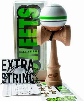 Sweets Kendamas Boost Sport Stripe Kendama - Sticky Paint, Improves Hand Eye Coordination, Reflexes, Stripe Design, Bonus String Accessory Gift Bundle (Home Team)