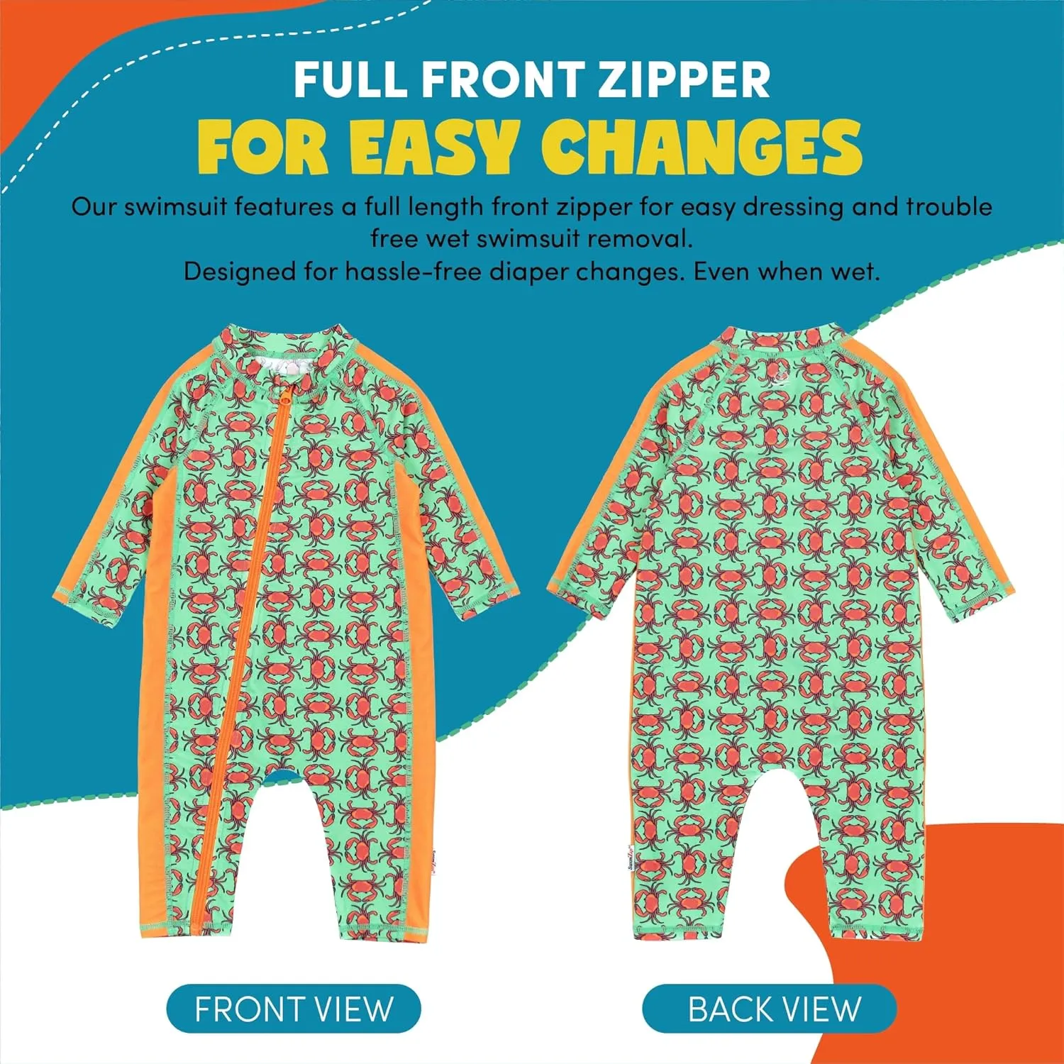 SwimZip Boys' Long-Sleeve UPF 50  Swimsuit for Baby, Toddler, & Little Boys