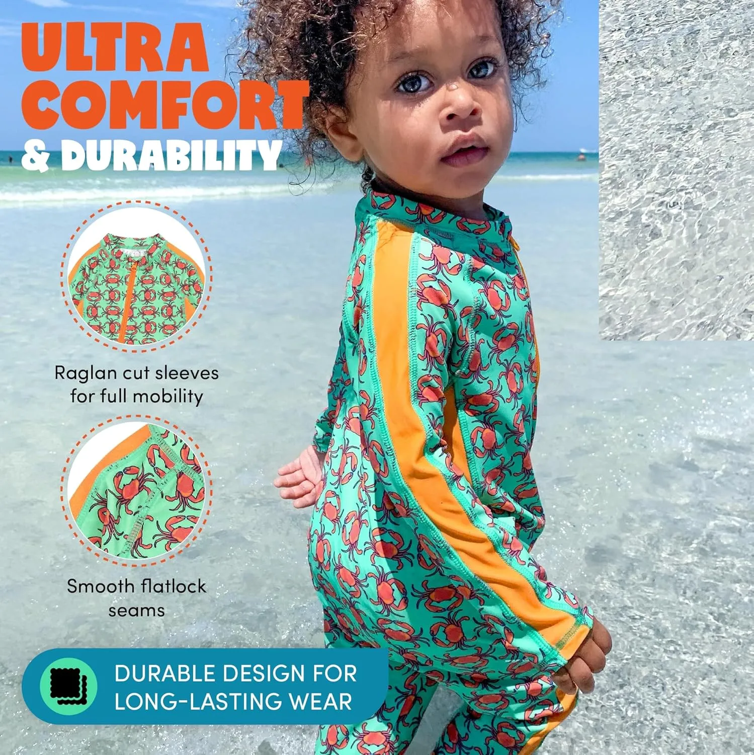 SwimZip Boys' Long-Sleeve UPF 50  Swimsuit for Baby, Toddler, & Little Boys