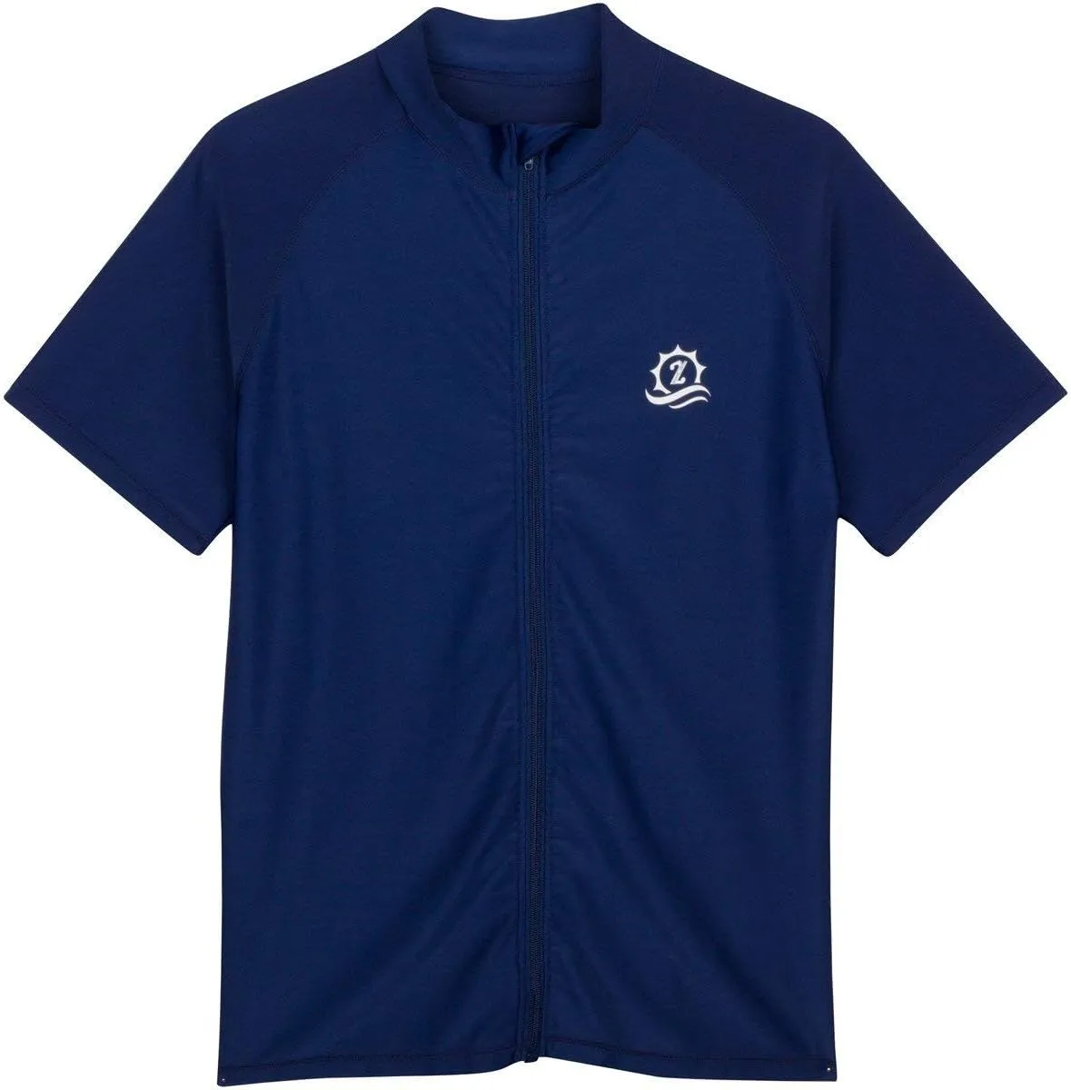 SwimZip Men's Short Sleeve Zipper Rash Guard Swim Shirt w/UPF 50 Sun Protection