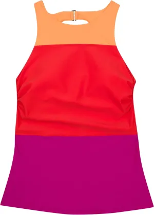 SwimZip Women's High Neck Fitted Tankini Swim Shirt - UPF 50  Sun Protection