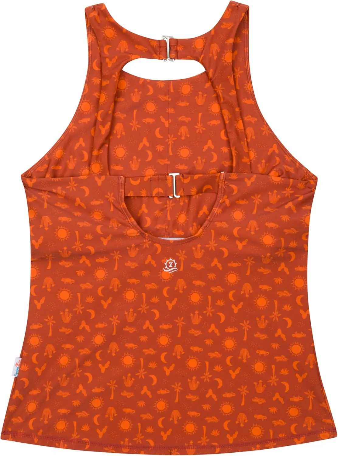 SwimZip Women's High Neck Fitted Tankini Swim Shirt - UPF 50  Sun Protection