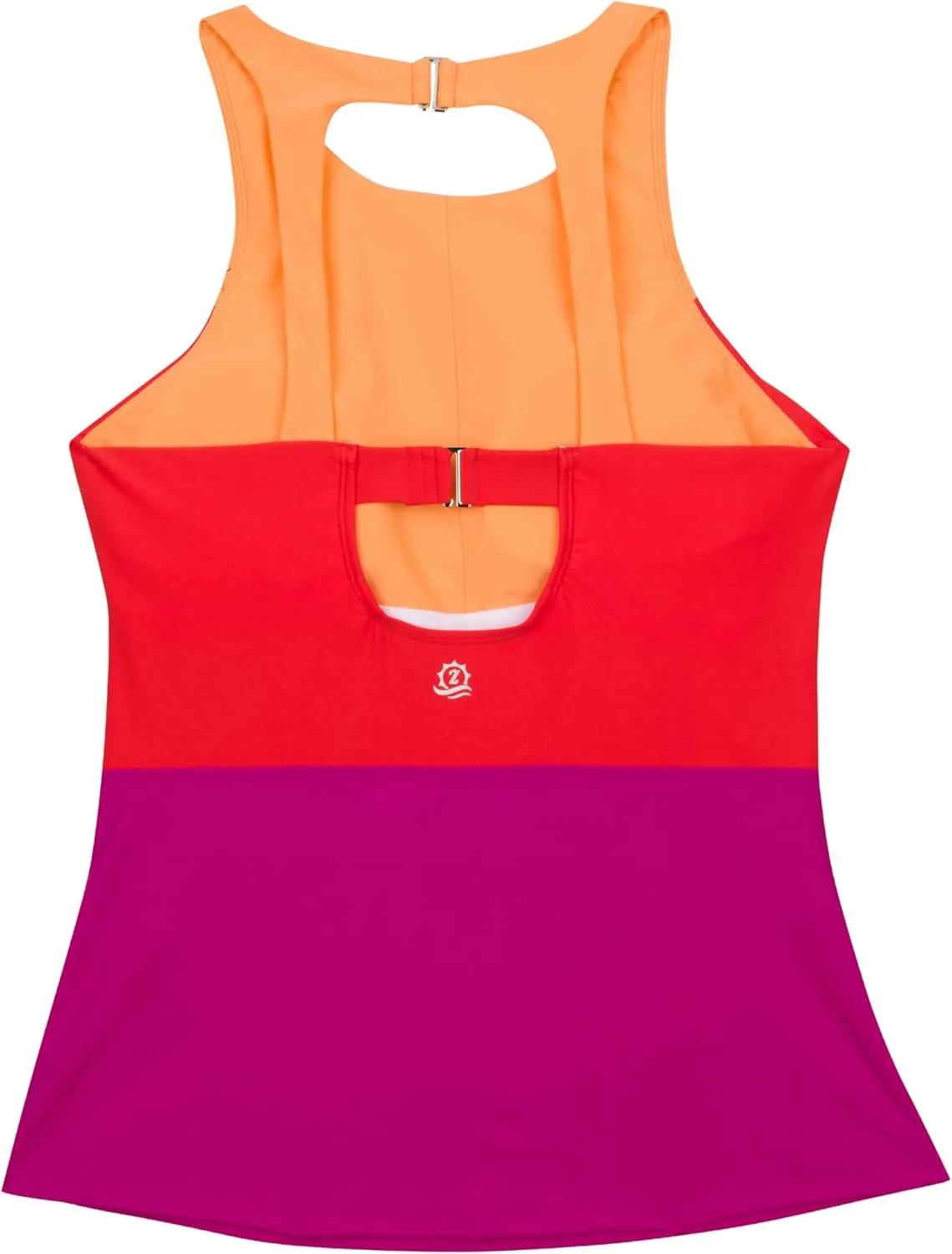 SwimZip Women's High Neck Fitted Tankini Swim Shirt - UPF 50  Sun Protection