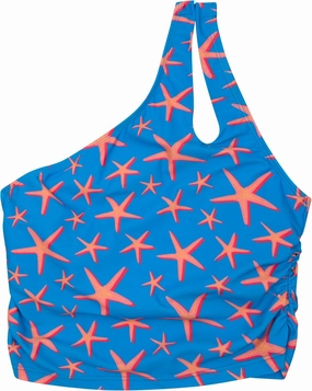 SwimZip Women's One Shoulder Crop Bikini Swim Top - UPF 50  Sun Protection