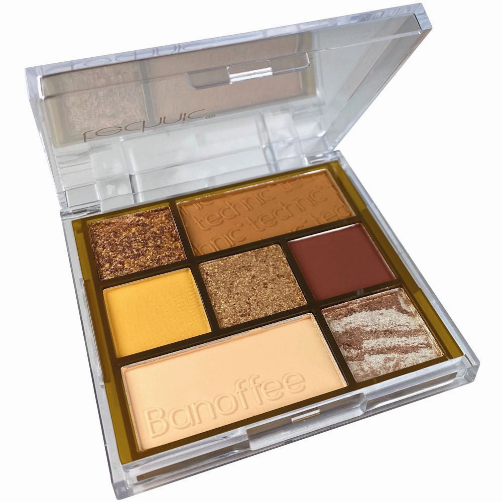 Technic Cosmetics 7 Colour Pressed Pigment Eyeshadow Palette Banoffee - Richly Pigmented Long-Lasting Blendable Shades Professional Makeup