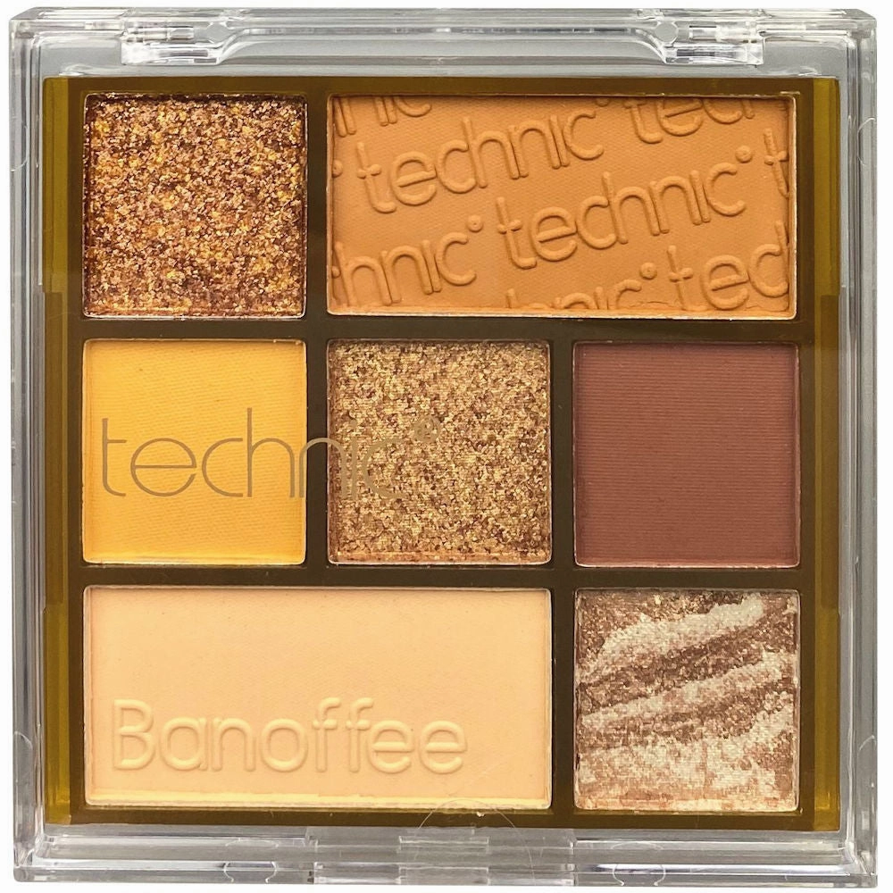Technic Cosmetics 7 Colour Pressed Pigment Eyeshadow Palette Banoffee - Richly Pigmented Long-Lasting Blendable Shades Professional Makeup