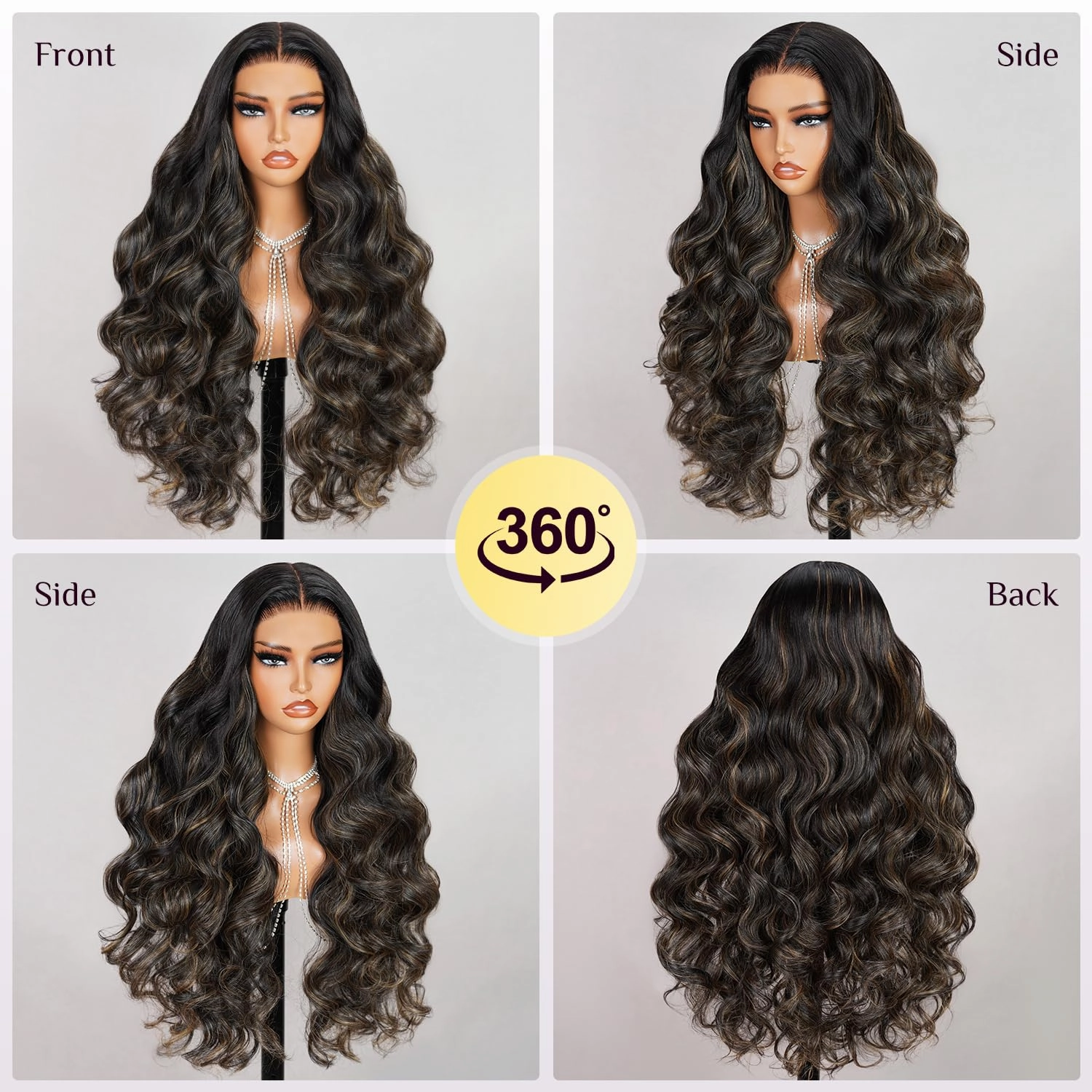 TESLAL Balayage 1B/27 Highlight Wear and Go Glueless Wig Pre Cut HD Lace 6X6 Lace Wig 28 Inch 260% Density Body Wave Human Hair Blend Premium Fiber Wigs By Crafted Technology