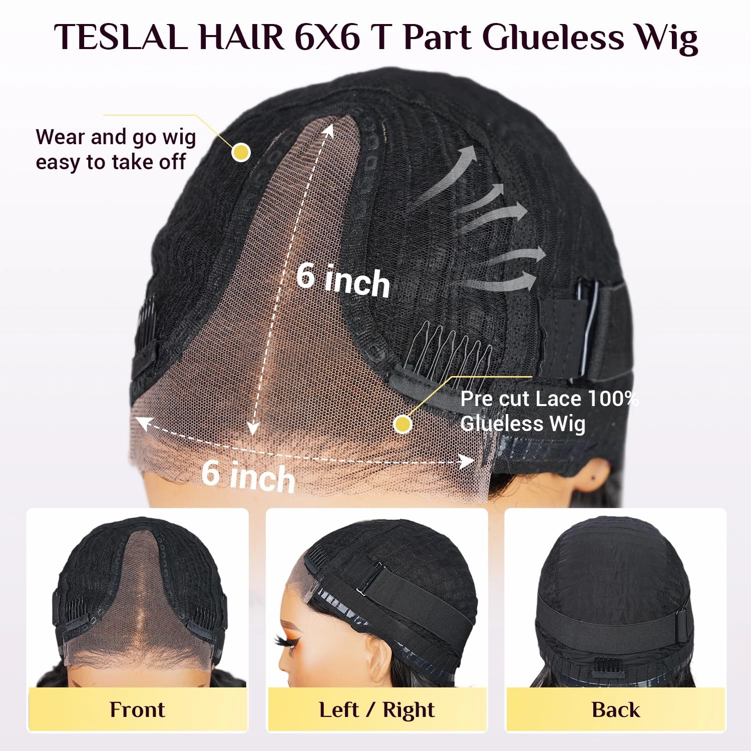 TESLAL Balayage 1B/27 Highlight Wear and Go Glueless Wig Pre Cut HD Lace 6X6 Lace Wig 28 Inch 260% Density Body Wave Human Hair Blend Premium Fiber Wigs By Crafted Technology