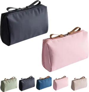 Tidynook Makeup Bag Small, Mini Portable Lipstick Makeup Pouch with Compartments, Simple Waterproof Cosmetic Bag for Purse, Aesthetic Handbag for Women and Girls (Black Pink)