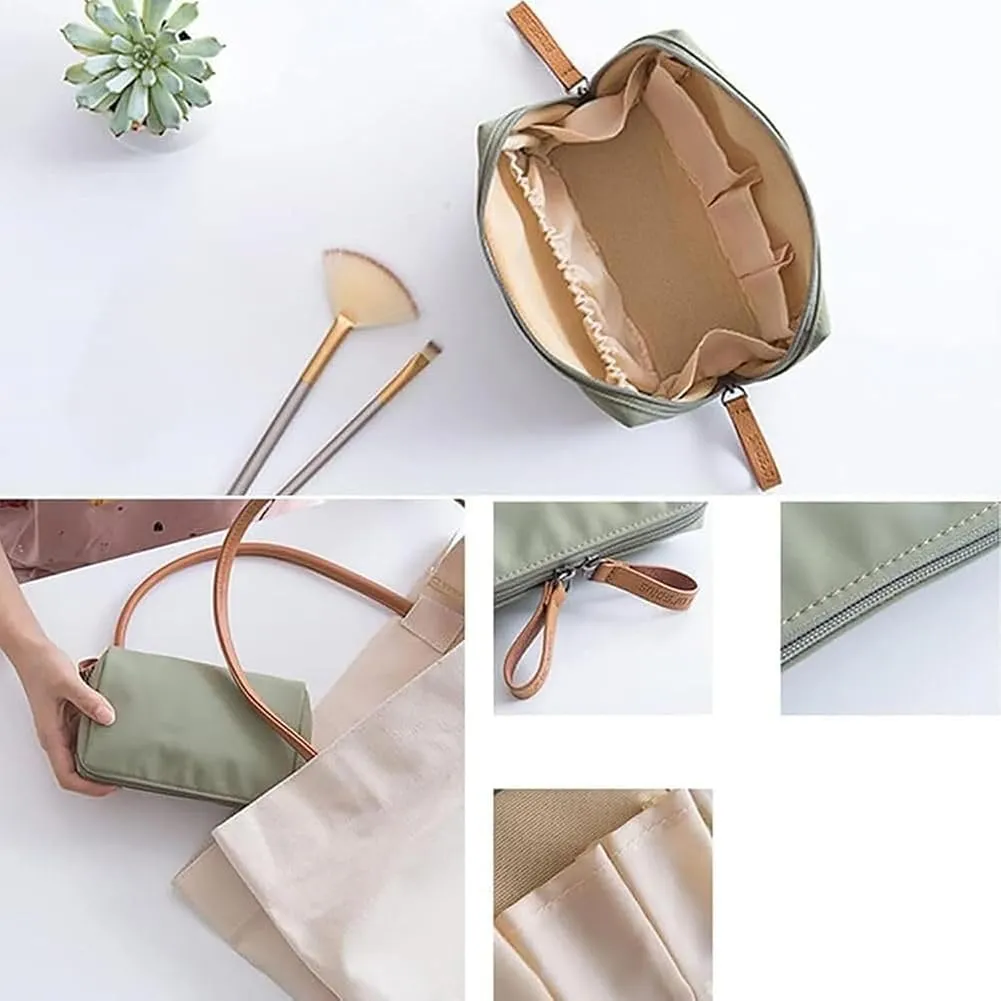 Tidynook Makeup Bag Small, Mini Portable Lipstick Makeup Pouch with Compartments, Simple Waterproof Cosmetic Bag for Purse, Aesthetic Handbag for Women and Girls (Green Blue)