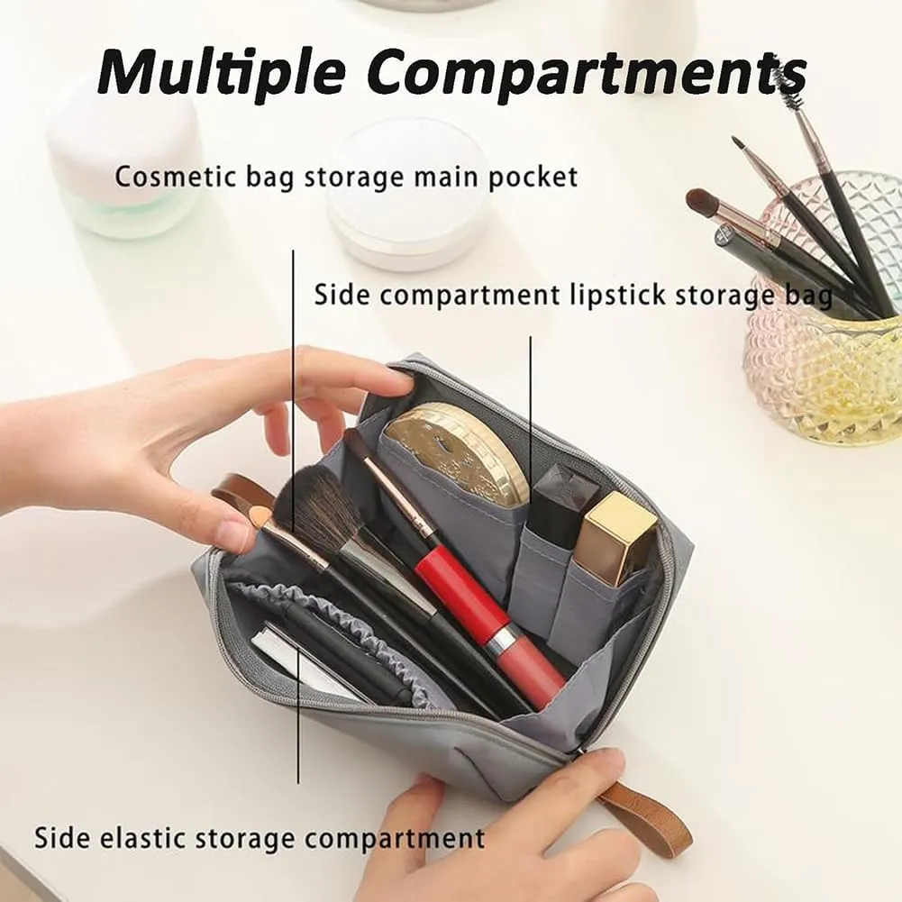 Tidynook Makeup Bag Small, Mini Portable Lipstick Makeup Pouch with Compartments, Simple Waterproof Cosmetic Bag for Purse, Aesthetic Handbag for Women and Girls (Green Blue)