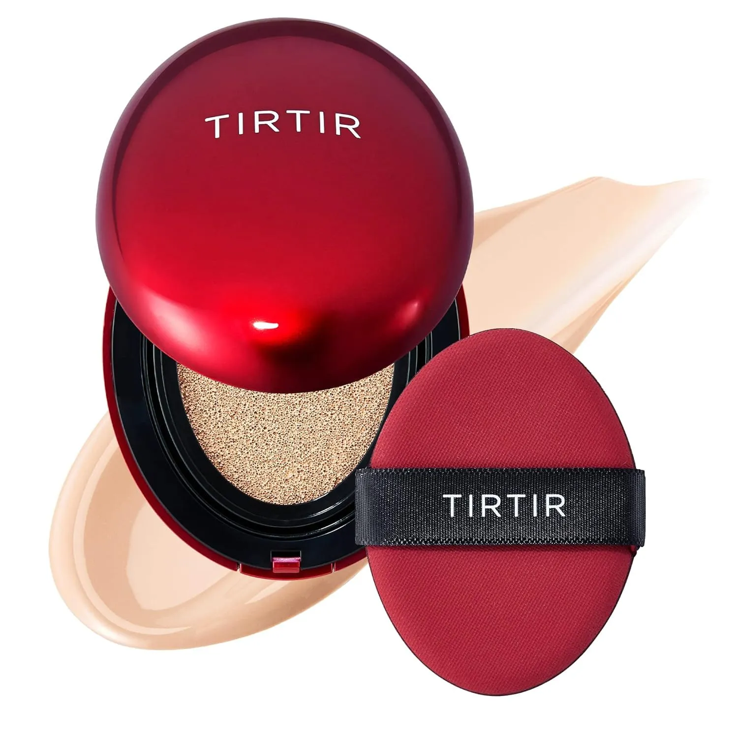 TIRTIR Mask Fit Red Cushion Foundation | Full coverage, Weightless, Skin fit, Satin Glow Finish, Korean Makeup Cushion Foundation (#17C Porcelain, 0.63 Fl Oz)