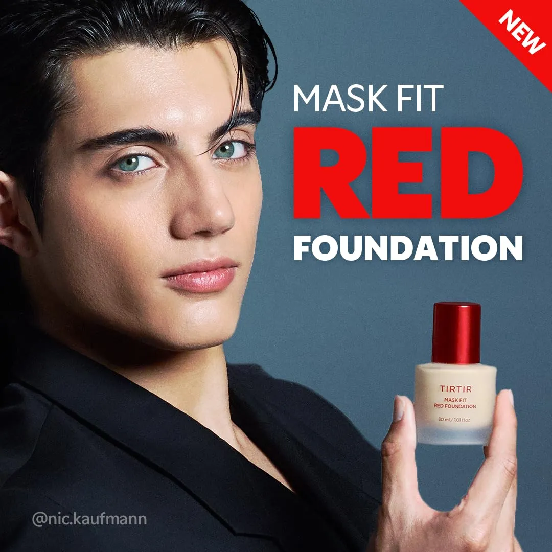 TIRTIR Mask Fit Red FoundationㅣLong Lasting Flawless Coverage, Energy Essence, Lightweight, Hydrating, Pore-Blurring, Breathable Satin Finish, Makeup, Radiant Skin, #23N Sand, 1.01 Fl Oz