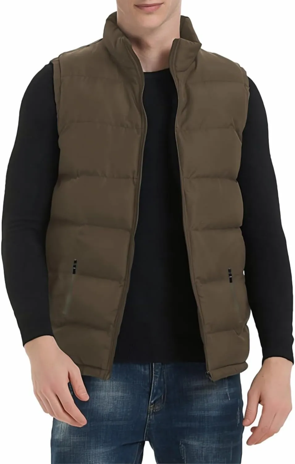 TUVEKE Men's Puffer Vest Water-Resistant winter outdoor Zipper Sleeveless Warm puffey jacket Size M To 3XL(Multicolor)