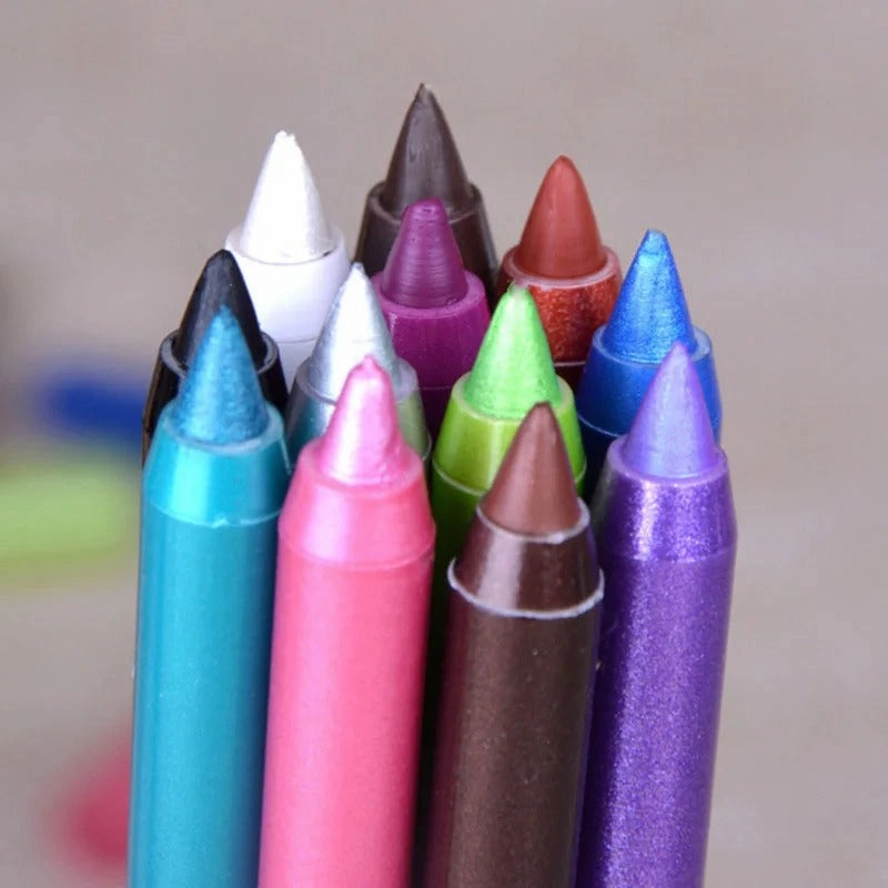 WaterproofEyeliner - Long Lasting Waterproof Eye And Lip Liner Pencil 12-Piece Set