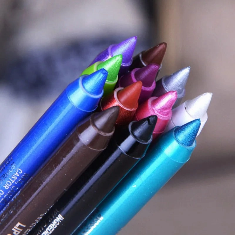 WaterproofEyeliner - Long Lasting Waterproof Eye And Lip Liner Pencil 12-Piece Set