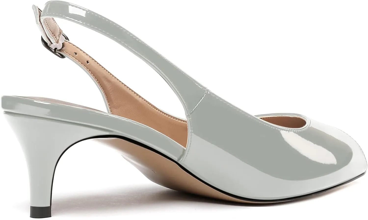 WAYDERNS Women's Peep Toe Patent Slingback Ankle Strap Kitten Low Heel Pumps Ladies Cute Dress Shoes 2 Inch