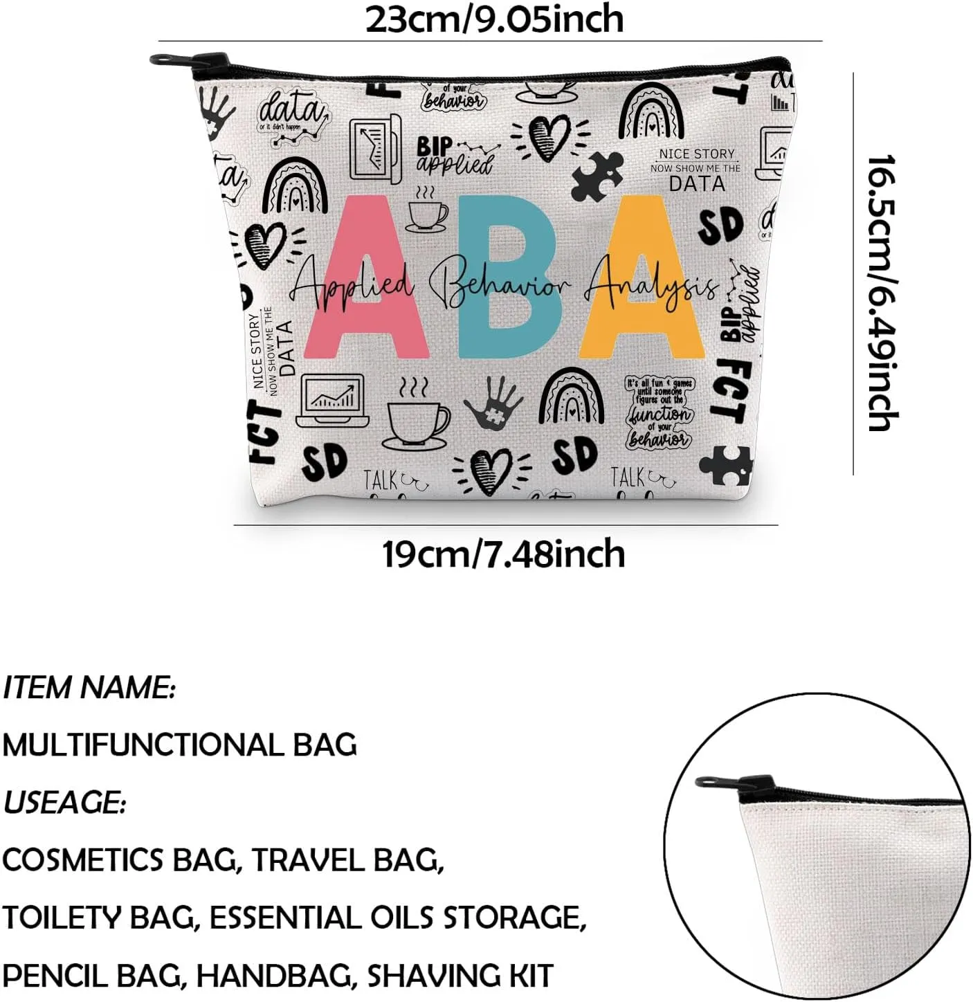 WCGXKO ABA Therapist Behavior Therapist Gift ABA Therapist Survival Kit Zipper Pouch Makeup Bag