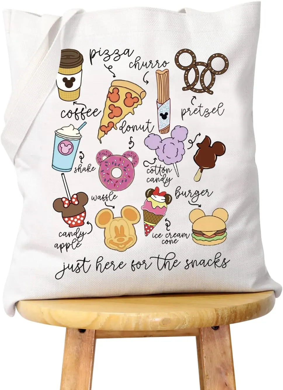WCGXKO Lover Gift Family Vacation Gift Just Here For The Snacks Shopping Bag Tote Bag
