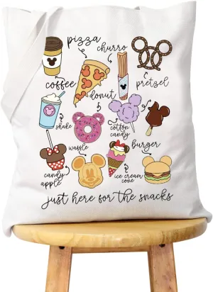 WCGXKO Lover Gift Family Vacation Gift Just Here For The Snacks Shopping Bag Tote Bag