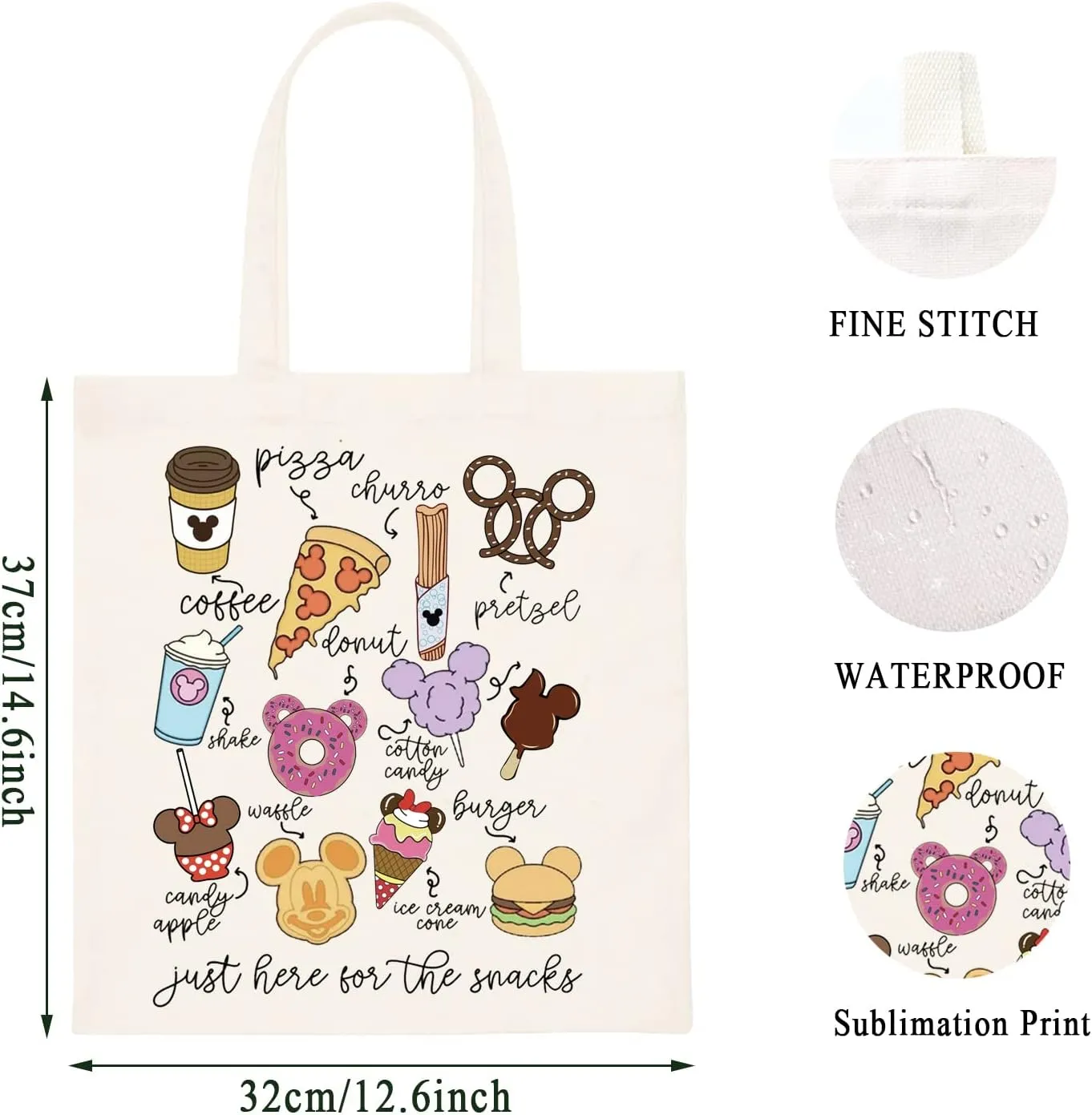 WCGXKO Lover Gift Family Vacation Gift Just Here For The Snacks Shopping Bag Tote Bag