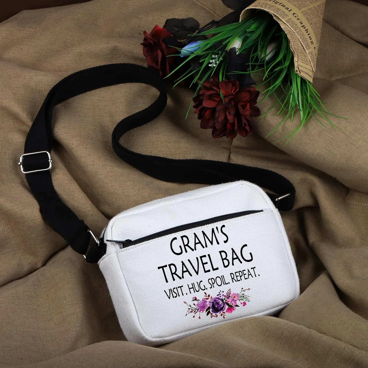 WCGXKO Mother’s Day Gift Grandma Birthday Gift Mother’s Day MerchandiseZipper Canvas Crossbody Bag For Grandma