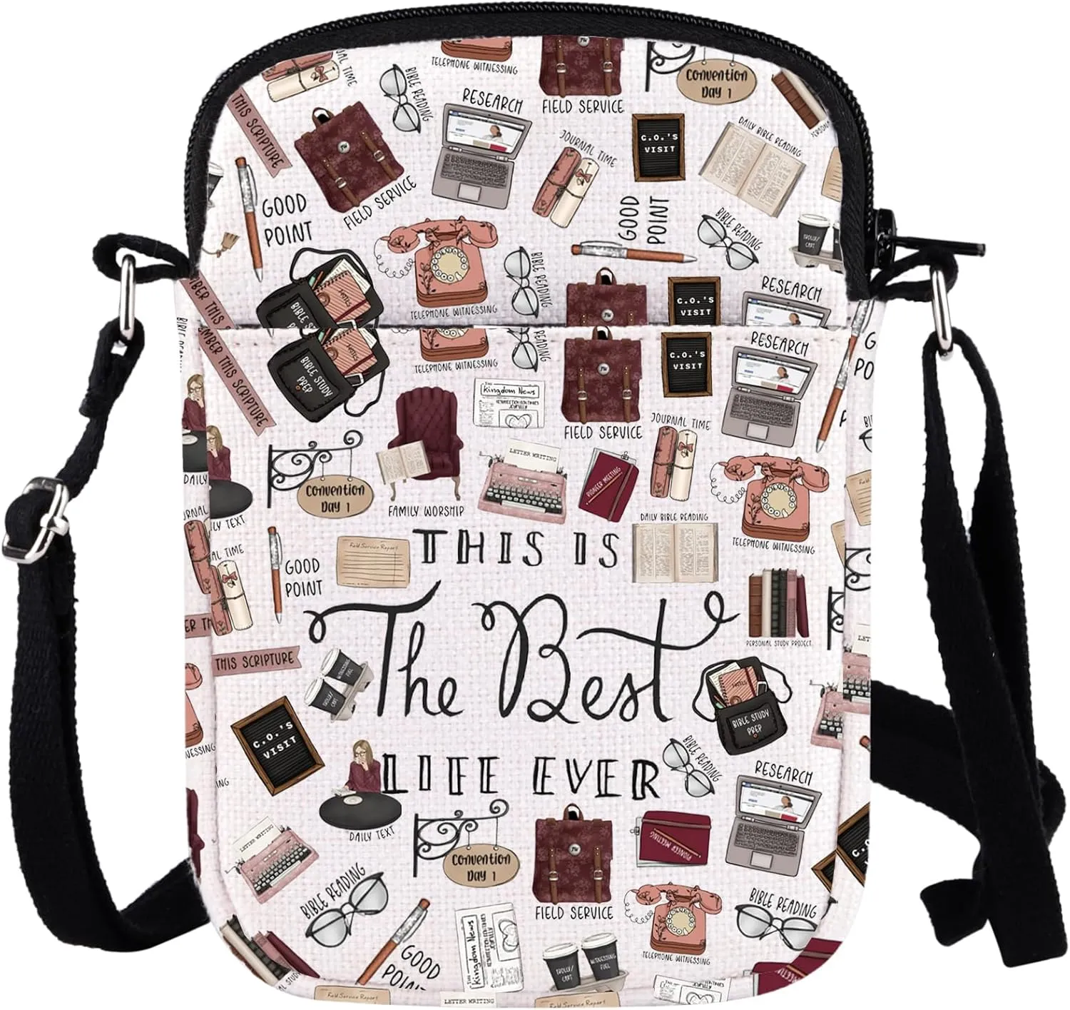 WCGXKO Pioneer Definition JW Gift Pioneer Crossbody Bag Gifts For Pioneer Jehovah's Witness JW Canvas Crossbody Bag (The Best LIFE1 CR)