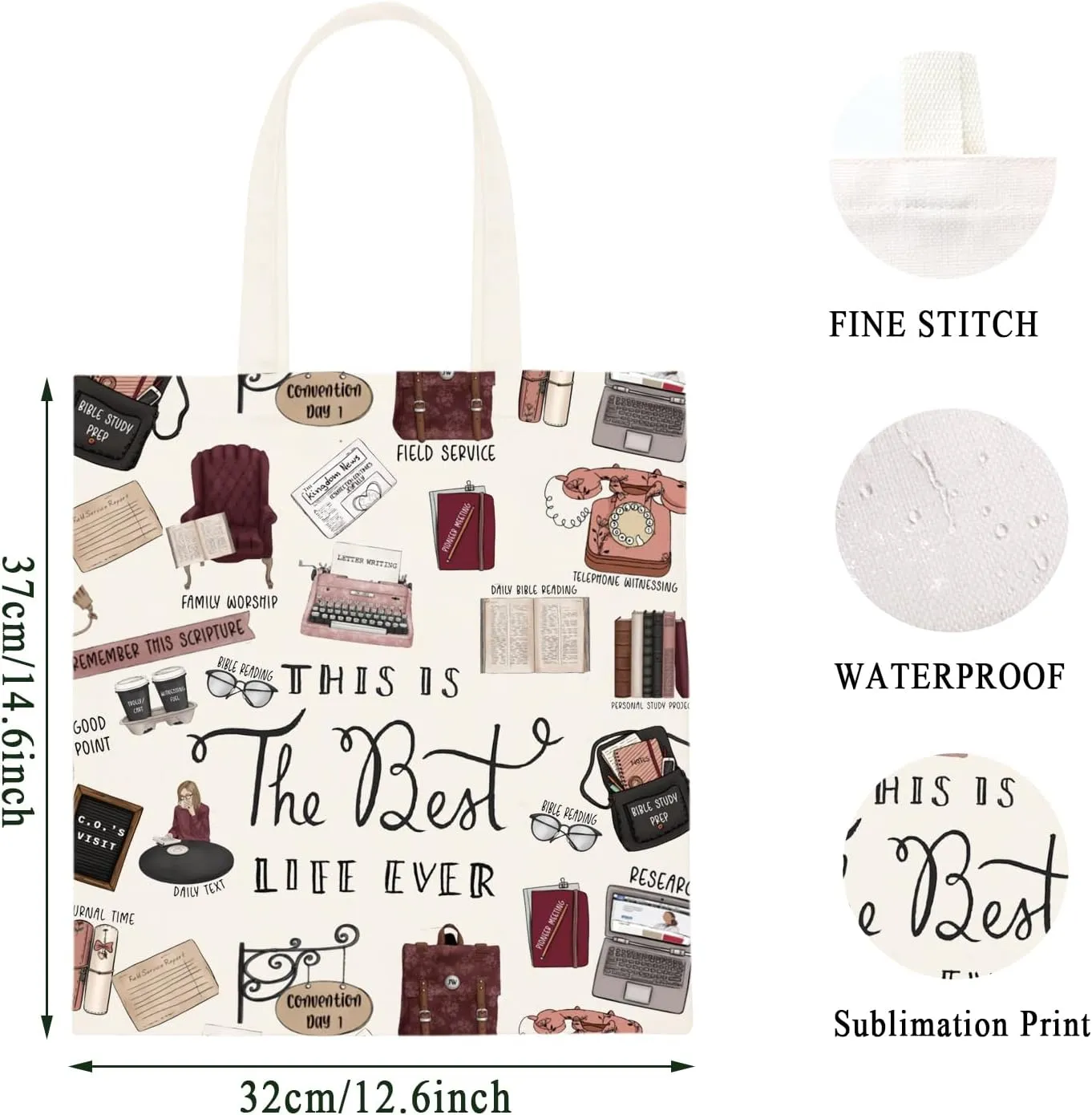 WCGXKO Pioneer Definition JW Gift Pioneer Shopping Bag Gifts For Pioneer Jehovah's Witness JW CanvasReusable Bag