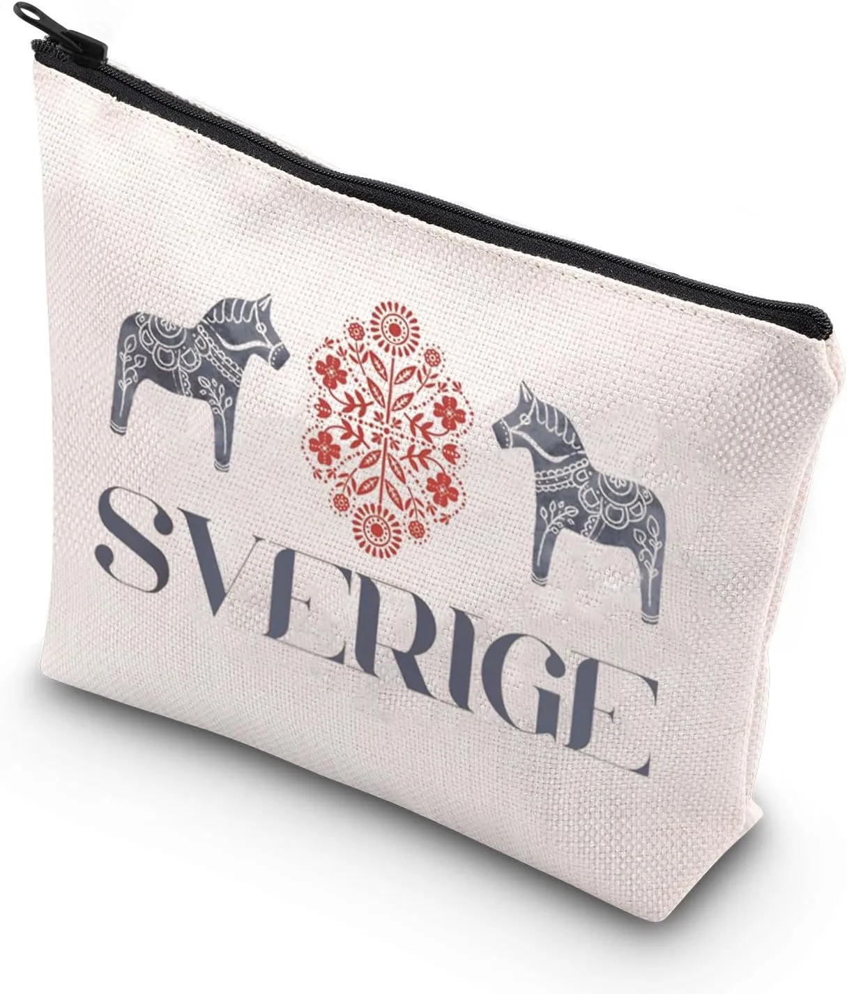 WCGXKO Swedish Dala Horse Souvenir Cosmetic Bag Swedish Mom Gift Sweden Travel Makeup Bag Gift For Sweden Lovers (SVERIGE Horse)