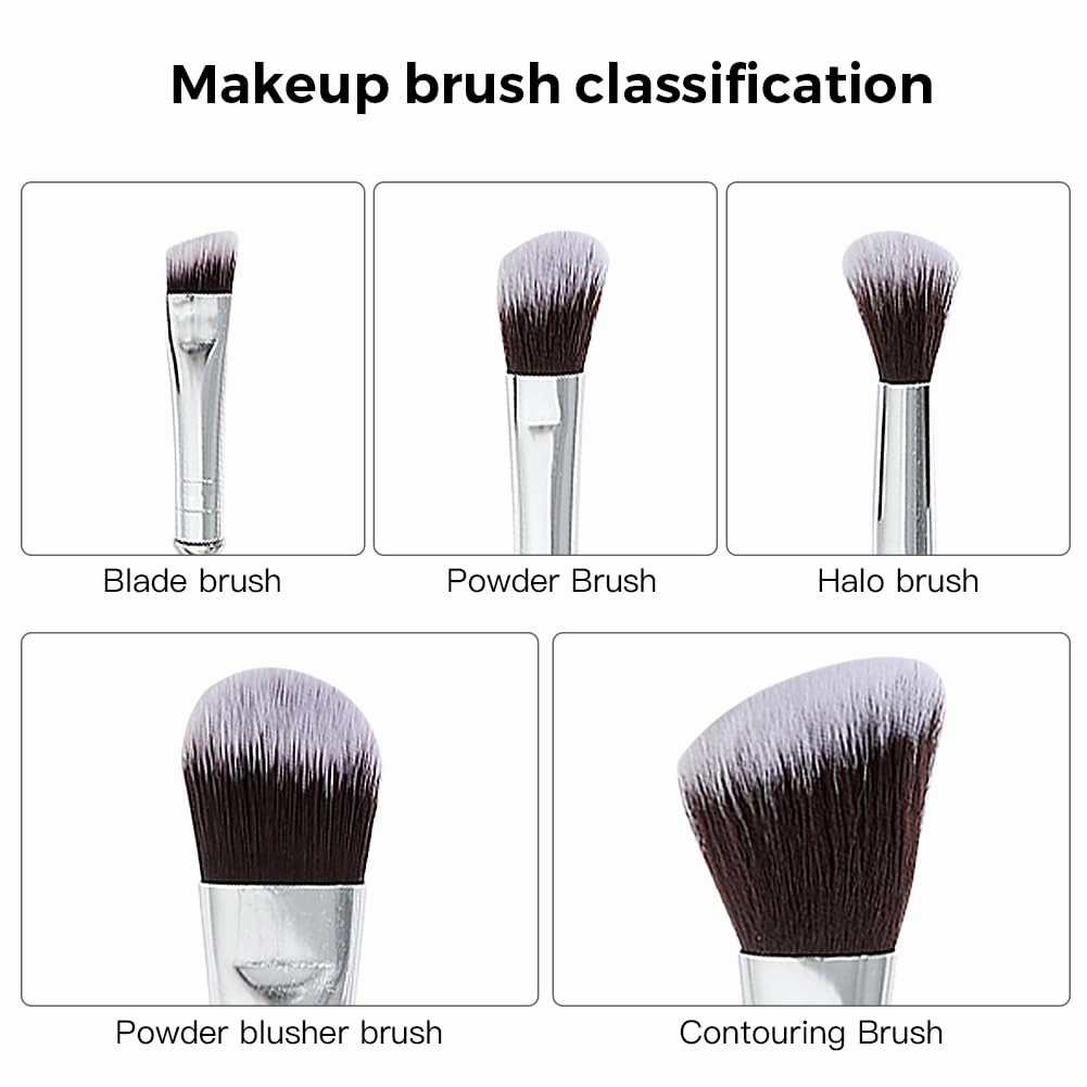 WeChip Anime Stich Make Up Brush Set Collection, Stich Gifts for Girls Women - 5pcs Blue