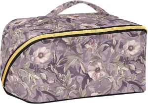 William Morris Style Mauve Floral Makeup Bag with dividers Essentials Toiletry Bag For Women Travel-Size Accessories