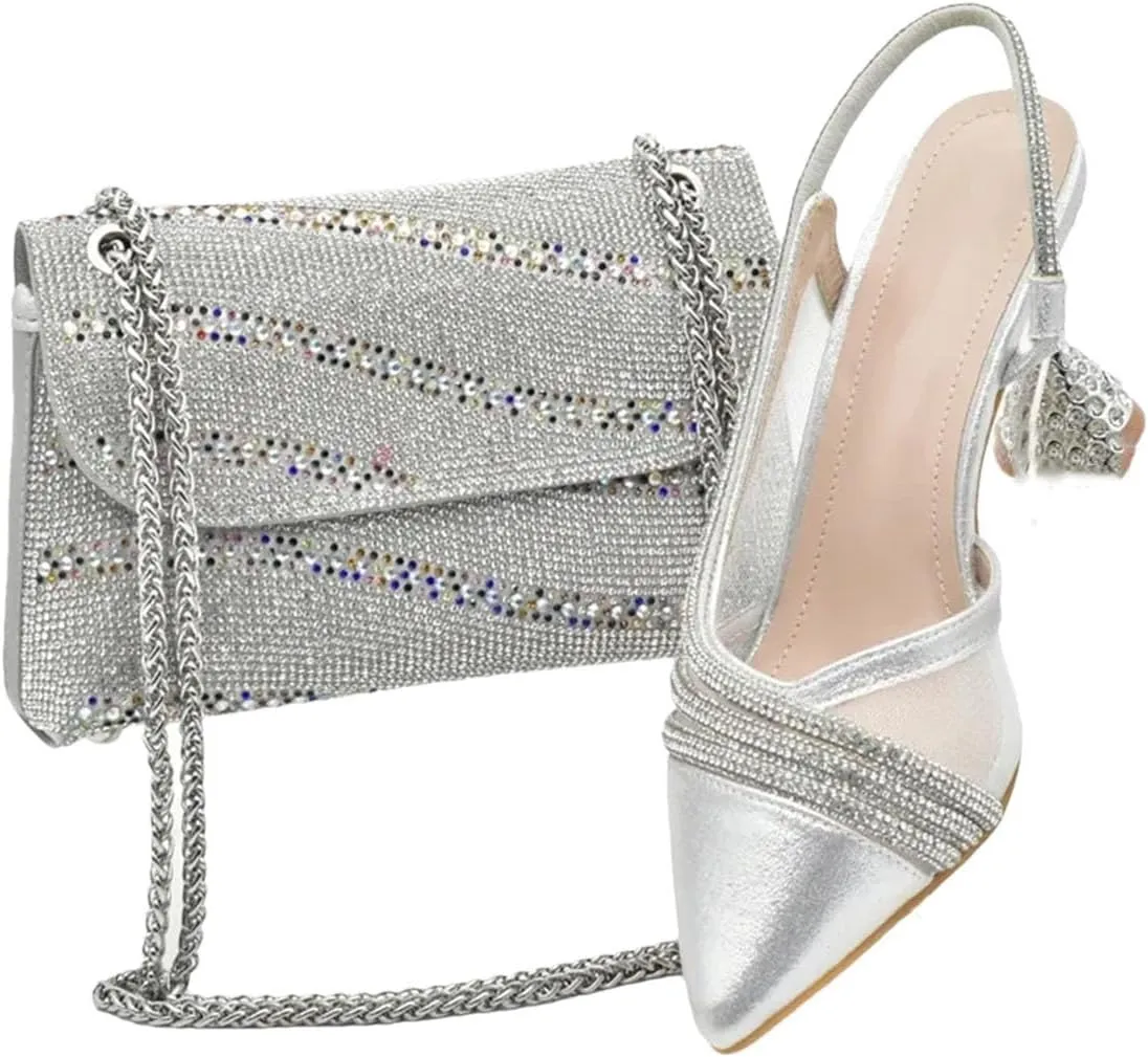 Women's Italian Party Shoe & Bag Set - Luxury Designer Pumps & Matching Clutch for Nigerian Women's Evening Events