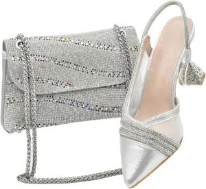 Women's Italian Party Shoe & Bag Set - Luxury Designer Pumps & Matching Clutch for Nigerian Women's Evening Events