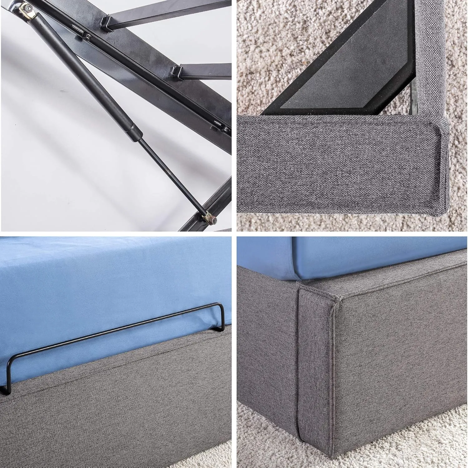 ZINUS Finley Upholstered Platform Bed Frame with Lifting Storage, Hydraulic Lifting Under Bed Storage, No Box Spring Needed, Easy Assembly, Full