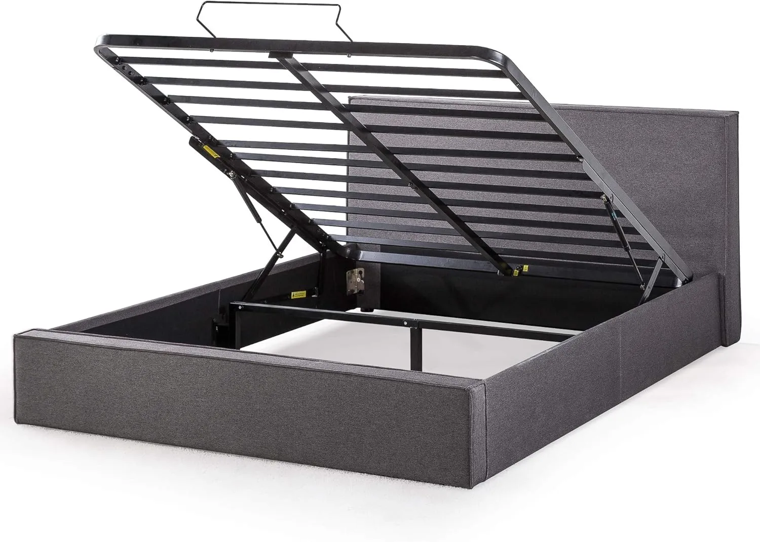 ZINUS Finley Upholstered Platform Bed Frame with Lifting Storage, Hydraulic Lifting Under Bed Storage, No Box Spring Needed, Easy Assembly, Full