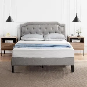 ZINUS Kellen Upholstered Scalloped Platform Bed Frame, Mattress Foundation, Wood Slat Support, No Box Spring Needed, Eco Friendly WonderBox (TM), Easy Assembly, Dark Grey, Full