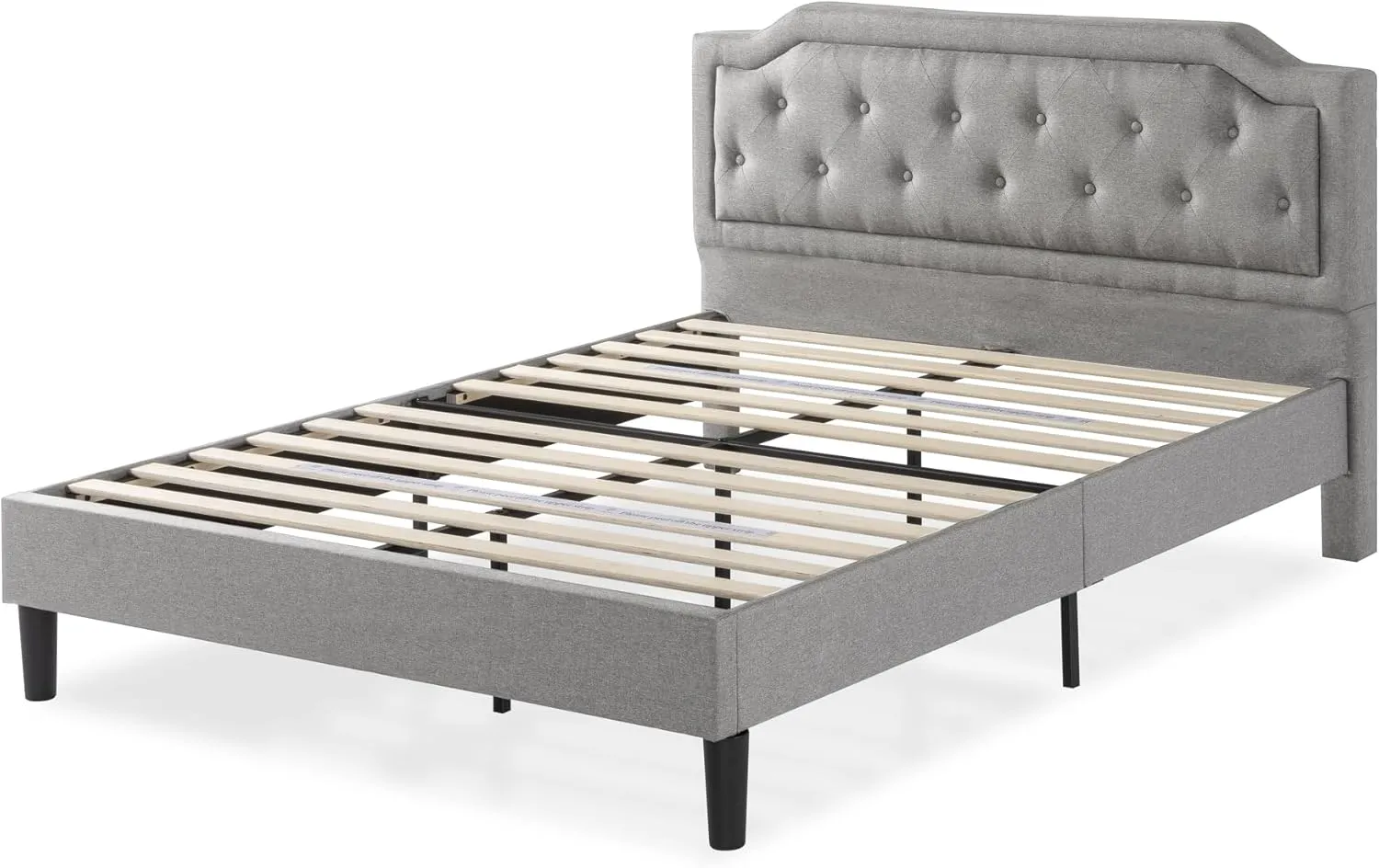 ZINUS Kellen Upholstered Scalloped Platform Bed Frame, Mattress Foundation, Wood Slat Support, No Box Spring Needed, Eco Friendly WonderBox (TM), Easy Assembly, Dark Grey, Full