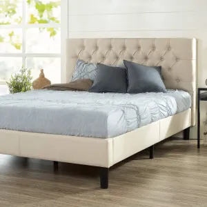 ZINUS Misty Upholstered Platform Bed Frame Mattress Foundation, Wood Slat Support, No Box Spring Needed. Easy Assembly, Queen, Taupe
